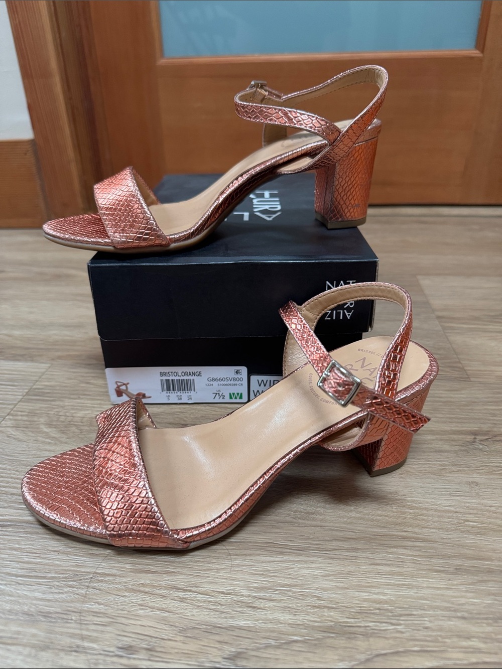 Naturalizer Bristol Metallic Orange-Bronze Heeled Sandals